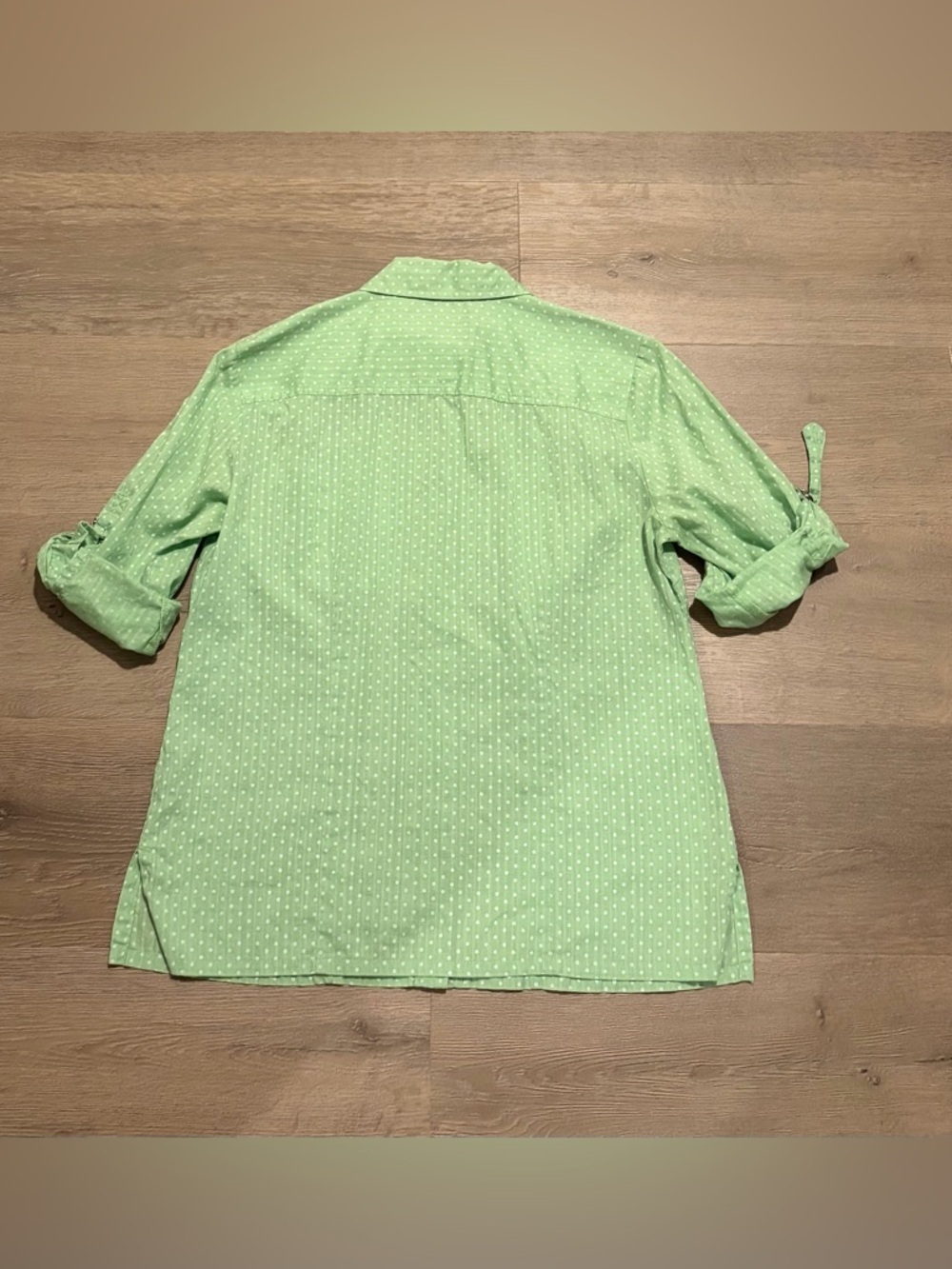 Karen Scott Light Green Polka Dot Button-Down Blouse - Picture 2 of 4